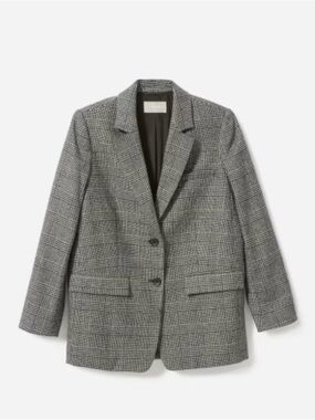 Everlane Gray Glen Plaid Double-Breasted Blazer